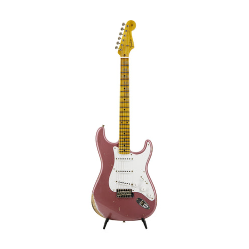 Fender Custom Shop 1958 C/R Stratocaster Relic Electric Guitar, Aged Burgundy Mist Metallic