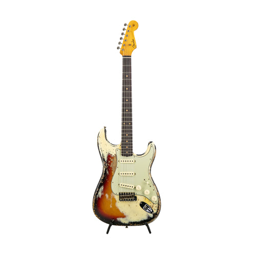 Fender Custom Shop 1959 Stratocaster Super Heavy Relic, Aged Vintage White/Chocolate 3-Tone Sunburst