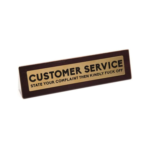 Boxer Wooden Desk Sign - Customer Service