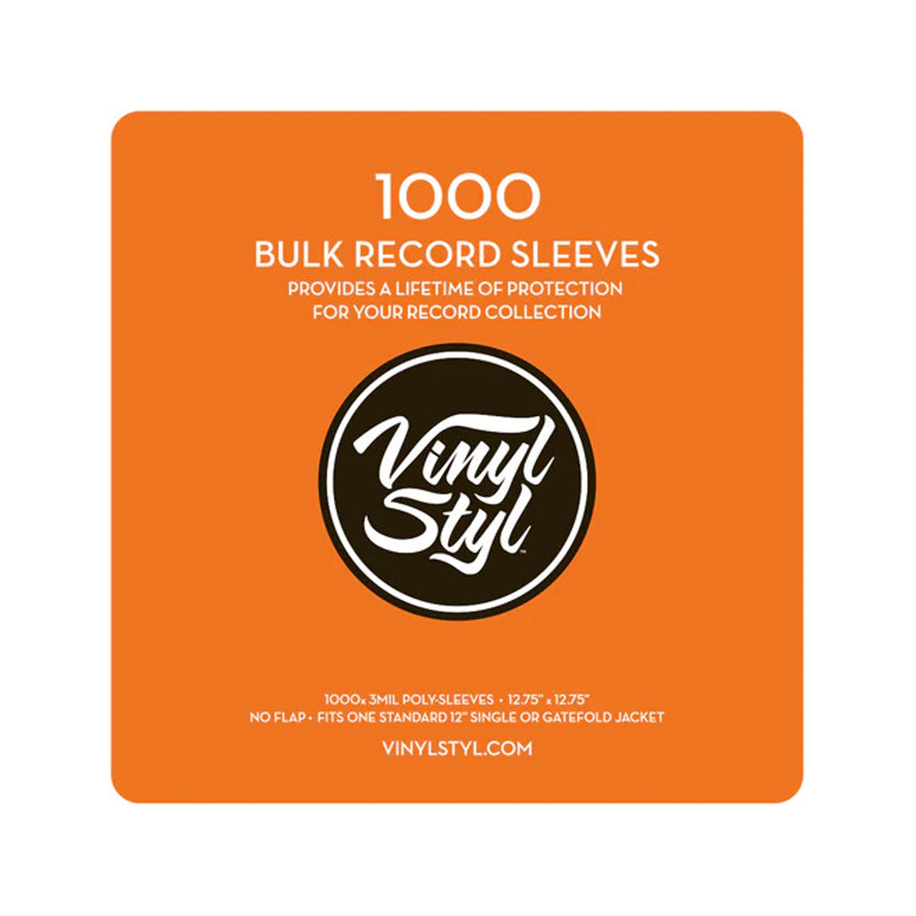 Vinyl Styl 12inch Open Top Outer Record Sleeves, 1000 Count, Clear