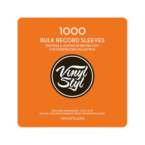 Vinyl Styl 12inch Open Top Outer Record Sleeves, 1000 Count, Clear