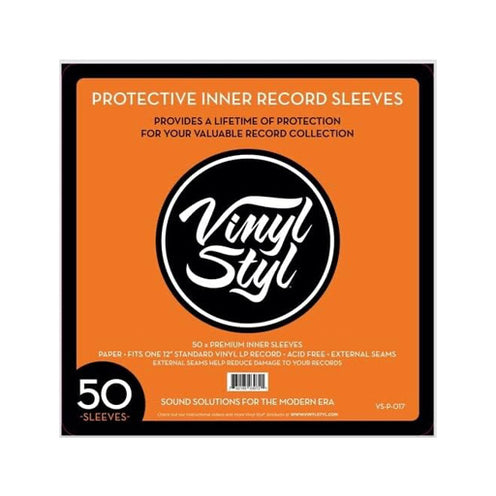 Vinyl Styl 12inch Round Corner Inner Record Sleeves, 50 Count, White