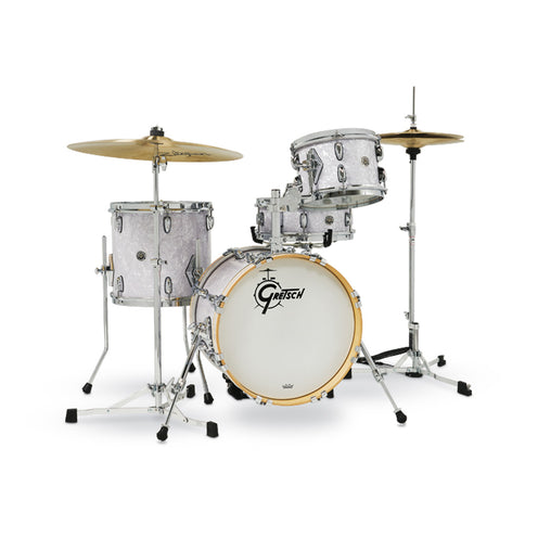 Gretsch GB-M264-014 4-Piece Brooklyn Micro Kit (16B/10T/13FT/4.5S), White Marine