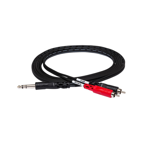 Hosa TRS-201 1/4 inch TRS Male to Dual RCA Male Insert Cable, 1M