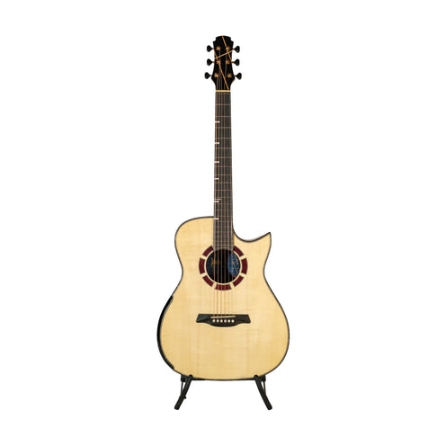 Hozen Blue Label OM Solid Swiss Moon Spruce/Solid Purpleheart Acoustic Guitar
