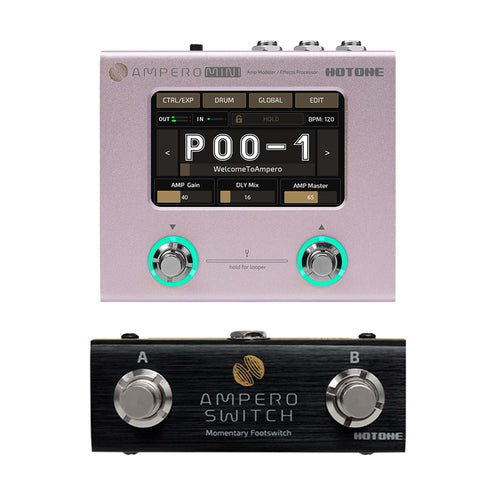 Hotone MP-50PT Ampero Mini Multieffects Pedal w/9V adapter, Purple Taro, Bundle