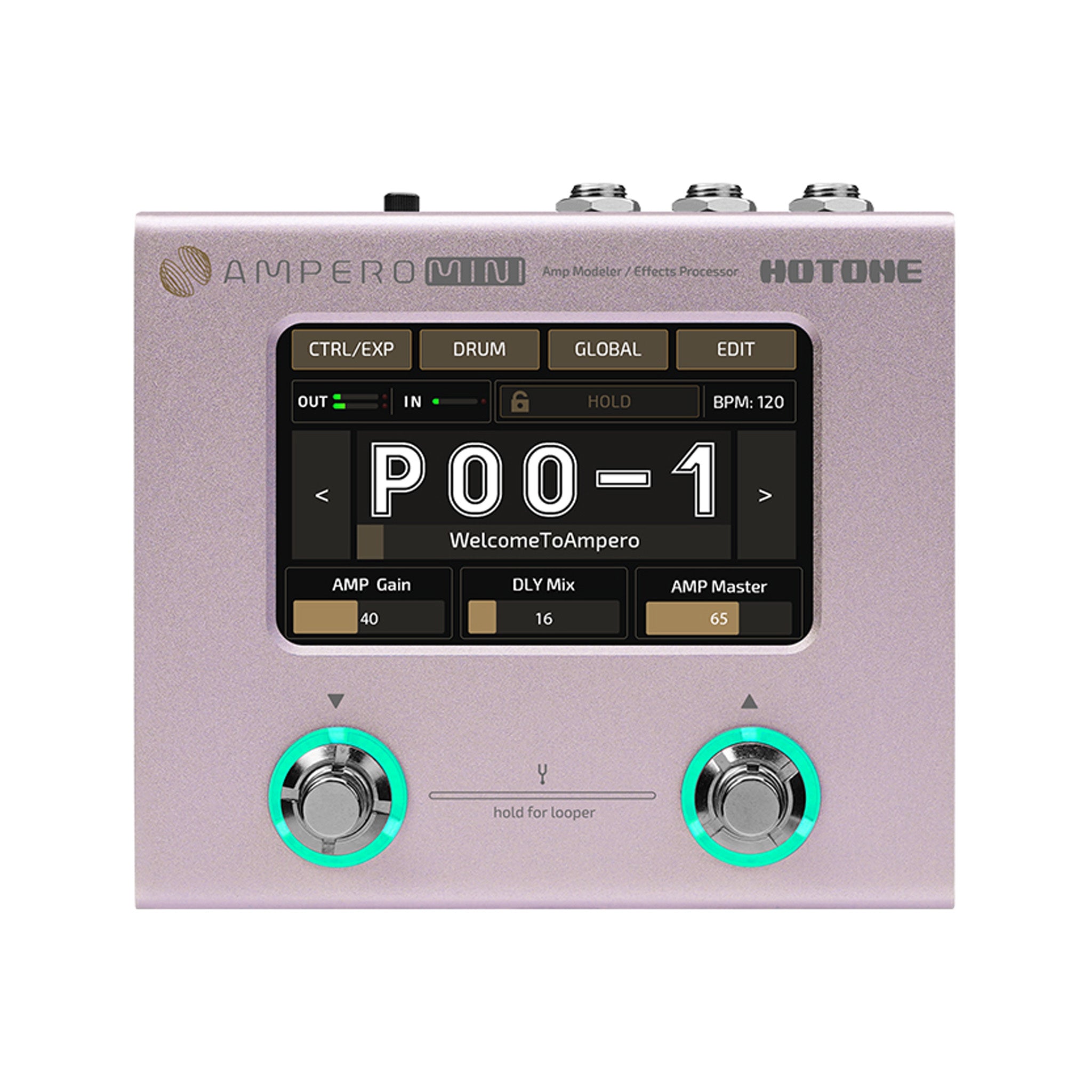 Hotone MP-50PT Ampero Mini Multieffects Pedal w/9V adapter, Purple Taro