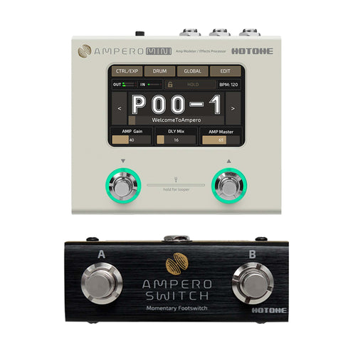 Hotone MP-50VN Ampero Mini Multieffects Pedal w/9V adapter, Vanilla, Bundle