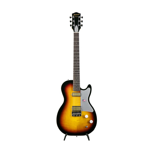 Harmony Factory Special Jupiter Thinline Flame Maple Top Maple Neck Electric Guitar, 3 Tone Sunburst