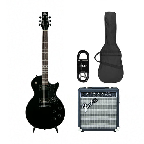 Heritage Ascent Collection H-137 Humbucker Electric Guitar, Black w/ Fender Frontman 10G Bundle