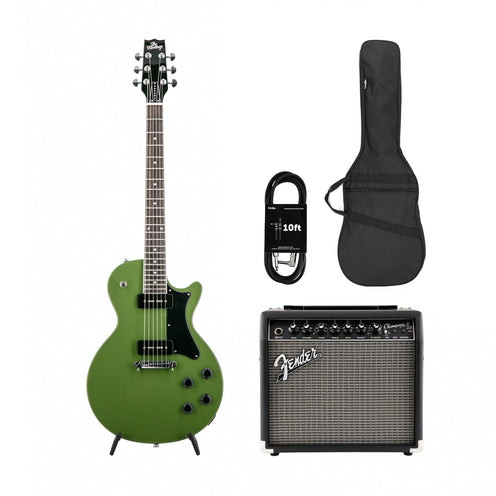 Heritage Ascent+ Collection H-137 Electric Guitar, Olive Drab w/ Fender Champion II 25 Bundle