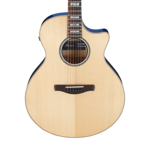 Ibanez AE390-NTA Acoustic Guitar w/Natural High Gloss Top, Aqua Blue High Gloss Back & sides