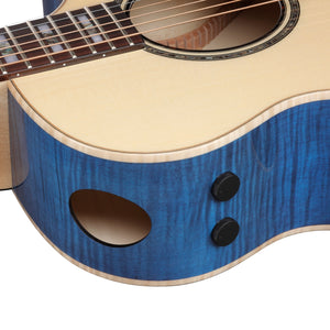Ibanez AE390-NTA Acoustic Guitar w/Natural High Gloss Top, Aqua Blue High Gloss Back & sides