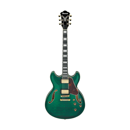 Ibanez Artcore AS93FM-TMG Expressionist Semi-Hollow Electric Guitar, Transparent Moss Green