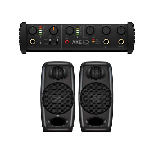IK Multimedia AXE I/O Solo w/ iLoud Microp Monitor Pair Bundle, Black