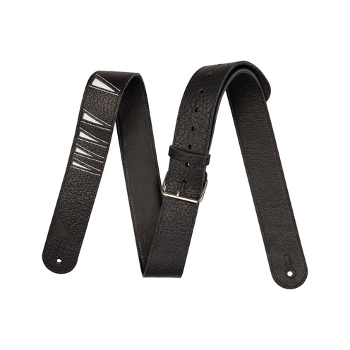 Jackson Shark Fin Leather Guitar Strap, Black/White