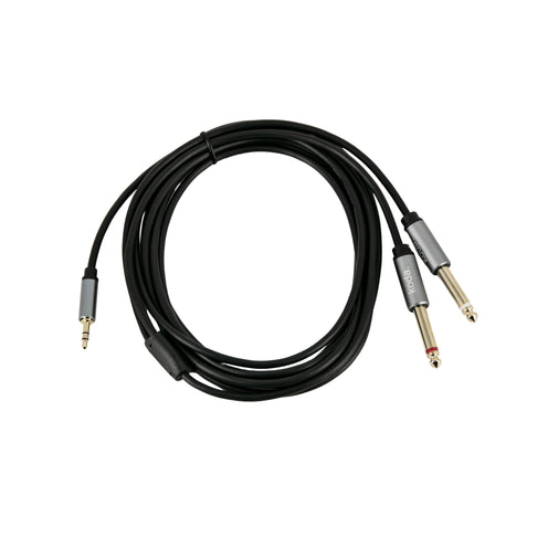 koda essential Stereo Breakout Cable, 3.5mm TRS to Dual 1/4 inch Dual TS 10ft