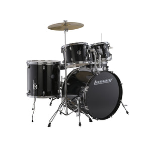 Ludwig LC16011 Accent Fuse 5-Piece Drums Set w/Hardware+Throne+Cymbal, Black Cortex