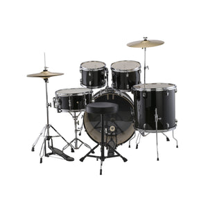 Ludwig LC16011 Accent Fuse 5-Piece Drums Set w/Hardware+Throne+Cymbal, Black Cortex