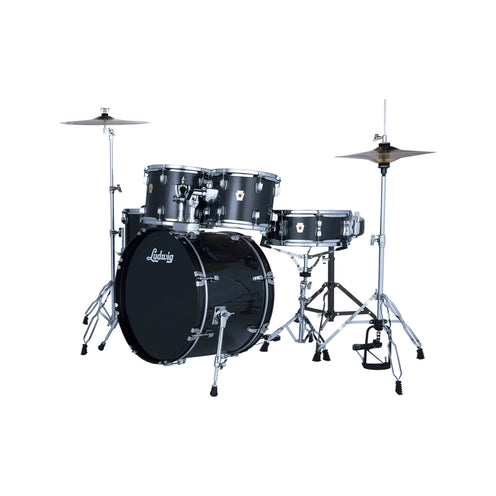 Ludwig LC190C6 Accent Fuse 5pcs Drum Set w/Hardware+Throne+Cymbal, Moon Dust