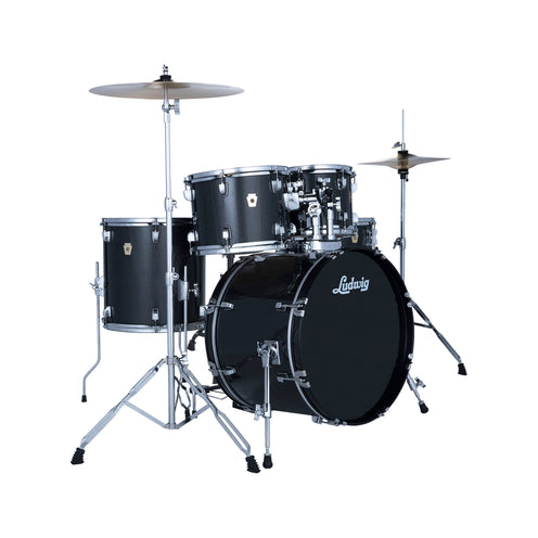 Ludwig LC190C6 Accent Fuse 5pcs Drum Set w/Hardware+Throne+Cymbal, Moon Dust