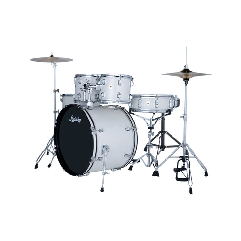 Ludwig LC190C7 Accent Drive 5pcs Drum Set w/Hardware+Throne+Cymbal, Snow Dust