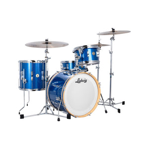Ludwig LCLUB22BL Continental Club 4-Piece Drum Kit(22B+16F+13T+14S), Blue Sparkle