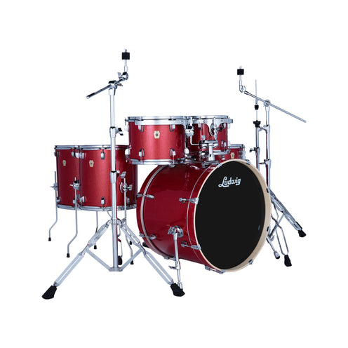 Ludwig LE6220C2 Evolution 6pcs Drum Kit w/Hardware, Crimson Sparkle