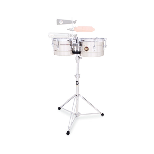 Latin Percussion LP272-S Tito Puente 9-1/4inch and 10-1/4inch Timbalitos w/Stand, Stainless Steel