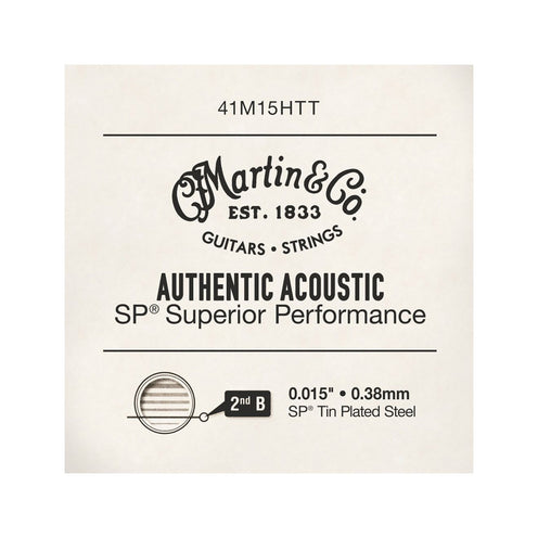 Martin 41M15HTT 0.015 Authentic Acoustic Tin Plated Plain Steel Single Guitar String