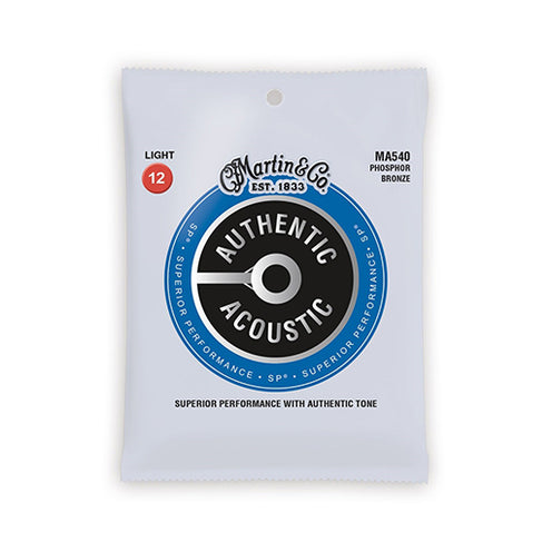 Martin MA540 Authentic Acoustic SP Phosphor Bronze Acoustic Guitar Strings, Light, 12-54