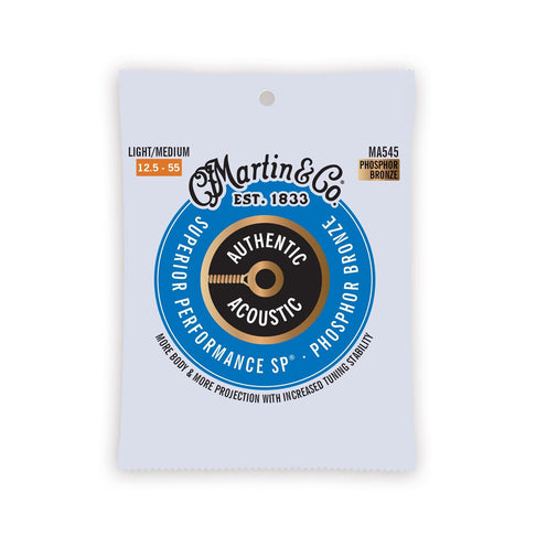 Martin 41Y18MA545 Authentic SP Phosphor Bronze Acoustic Guitar Strings, Light/Medium