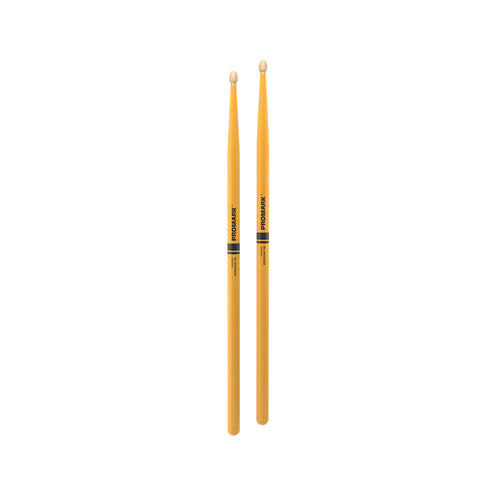 Promark RBH565AW-YELLO Rebound 5A .565 Hickory Acorn Wood Tip Drumstick, Yellow