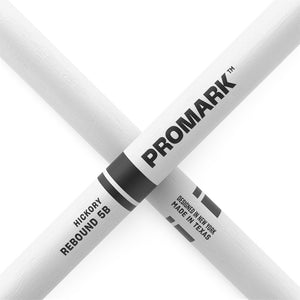 Promark RBH595AW Rebound 5B .595 Hickory Acorn Wood Tip Drumstick, White