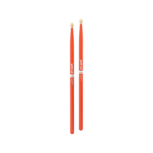 Promark TX5BW-ORANGE Hickory 5B Drumsticks, Wood Tip, Orange