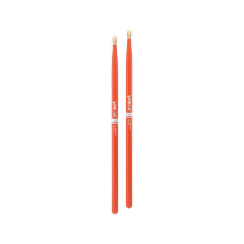 Promark TX5BW-ORANGE Hickory 5B Drumsticks, Wood Tip, Orange