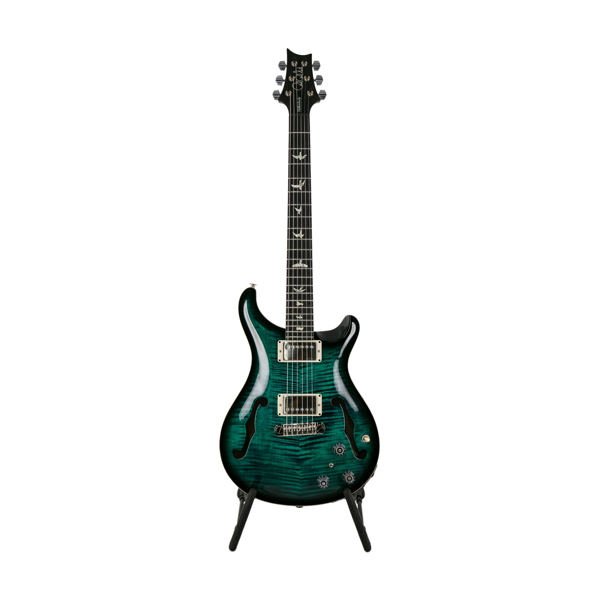 PRS Hollowbody II Piezo Electric Guitar w/Case, Custom Color, Peacock Blue Smokeburst