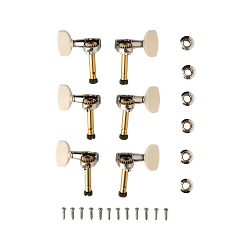 PRS Phase III Locking Tuners w/Ivory Wing Button, Set of 6, Nickel