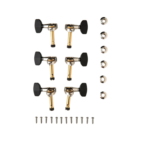 PRS Phase III Locking Tuners w/Black Wing Button, Set of 6, Nickel