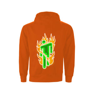 Rockoff Billie Eilish Unisex Pullover Hoodie: Airbrush Flames Blohsh - Back Print, Orange
