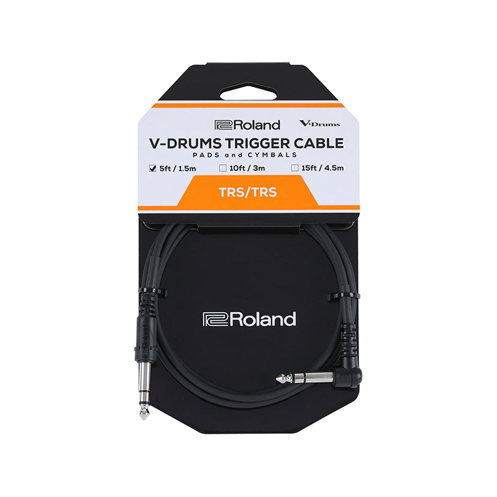 Roland PCS-5-TRA TRS/TRS Straight/Right-Angle V-Drums Trigger Cable, 5ft