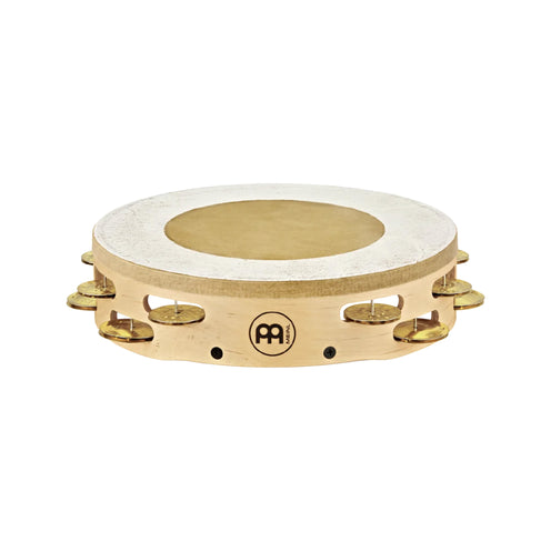 MEINL Percussion AE-MTAH2B 10" Headed Wood Tambourine, Dual Row, Mixed Jingles