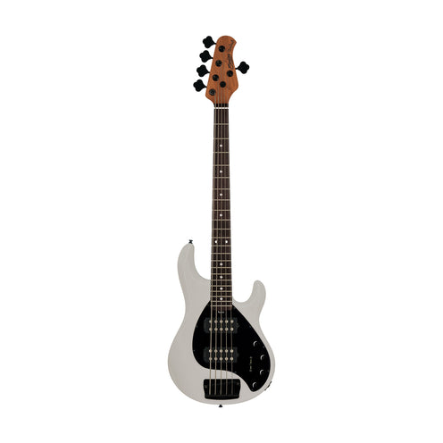 Sterling by Music Man Ray35 StingRay HH 5-String Electric Bass Guitar, Chalk Gray Roasted Maple Neck