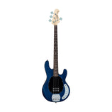 Sterling S.U.B Series RAY4 4-String Electric Bass Guitar, Jatoba FB, Trans Blue Satin