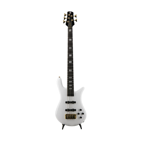 Spector Euro 5-String Classic Electric Bass Guitar w/Gold Hardware, Solid White Gloss