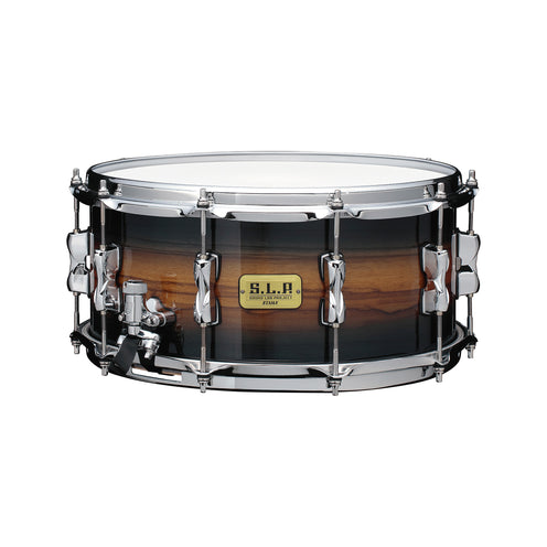TAMA LBM1465Z-MZB 6.5x14 SLP Hybrid Maple & Bubinga Limited Snare Drum, Midnight Zebrawood Burst