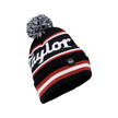 Taylor Pom Beanie w/Logo, Intarsia Knit