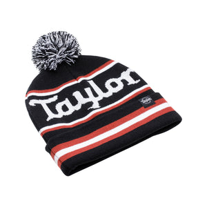 Taylor Pom Beanie w/Logo, Intarsia Knit