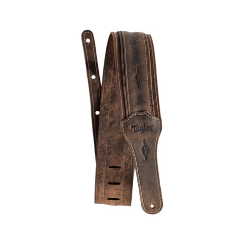 Taylor Element 3Inch Distressed Leather Guitar Strap, Dark Brown