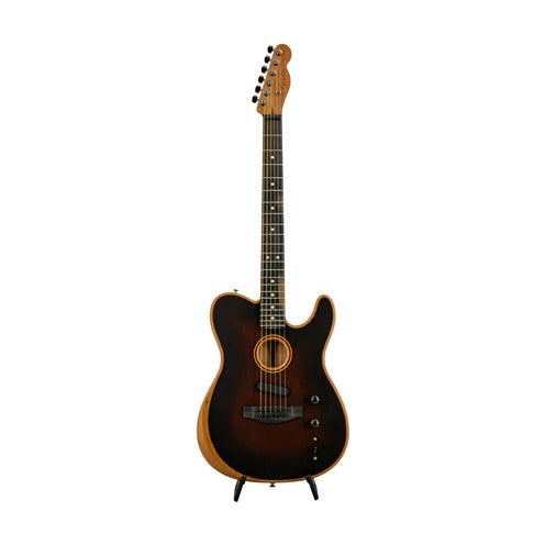 Fender American Acoustasonic Telecaster All Mahogany Guitar w/Bag, Ebony FB, Bourbon Burst,US231XXXX